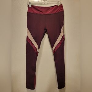 Fabletics Burgundy and Cream Workout Leggings
